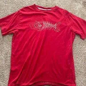 Red T-Shirt with Sick ass fish skeleton graphic. 100% Cotton